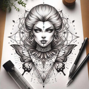 spiritual-face – tattoo design ideas free ai generated – realism-soft-focus – for-triceps – Gallery: faces-inkby-ai