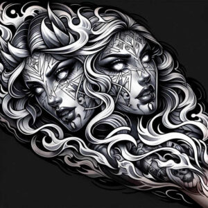 surreal-face – tattoo design ideas free ai generated – surrealism-whimsical – for-fingers – Gallery: faces-inkby-ai