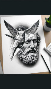 symbolic-face – tattoo design ideas free ai generated – neotraditional-layered-fill – for-full-back – Gallery: faces-inkby-ai