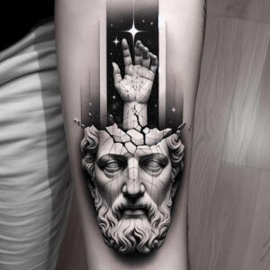 symbolic-face – tattoo design ideas free ai generated – realism-inner-glow – for-spine – Gallery: faces-inkby-ai
