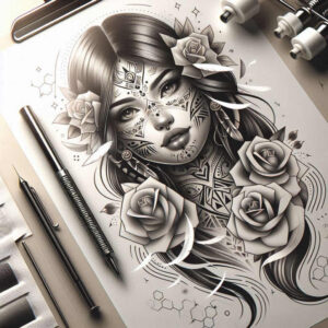 symbolic-face – tattoo design ideas free ai generated – realism-studio-quality – for-neck – Gallery: faces-inkby-ai