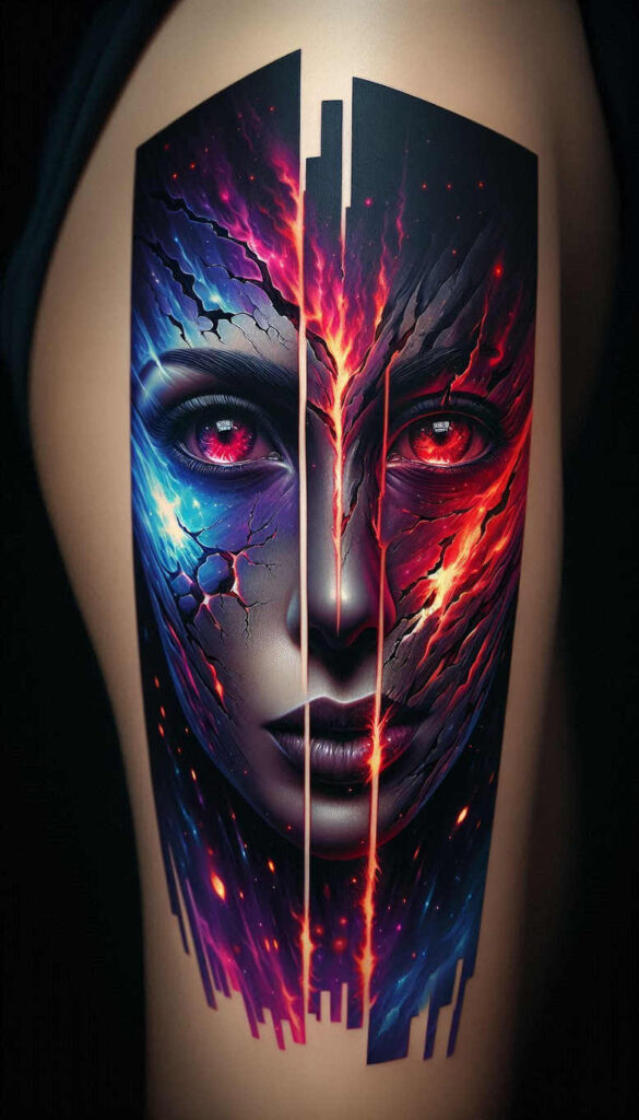 faces tattoo design ideas Realism color precision angular symbol of perseverance