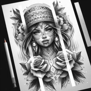 faces tattoo design ideas dramatic lighting angular symbolising courage