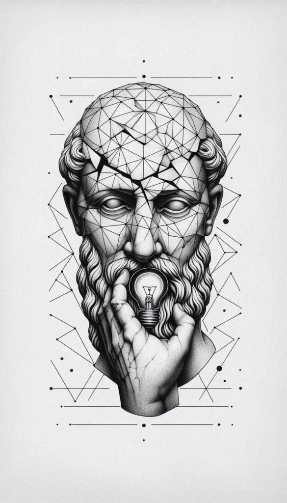 faces tattoo design ideas textured angular symbolising endurance