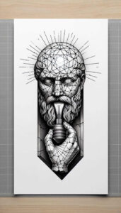 faces tattoo design ideas Surrealism ethereal glow bold outlines for outer arm
