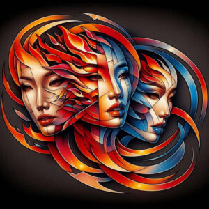 faces tattoo design ideas color depth bold outlines symbol of determination