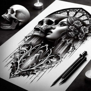 faces tattoo design ideas natural blush character for lower thigh