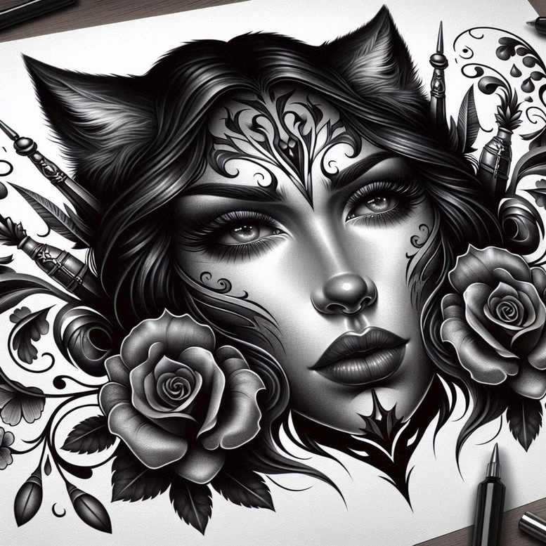 faces tattoo design ideas Realism soft highlights detailed for foot