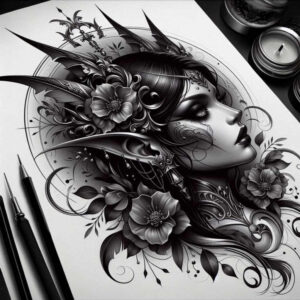 faces tattoo design ideas intricate dramatic shading for full back
