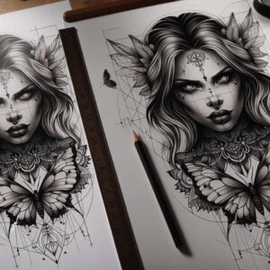 faces tattoo design ideas Surrealism bizarre expressive for fingers