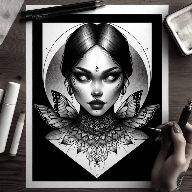 faces tattoo design ideas Realism dynamic shadows expressive for lower arm