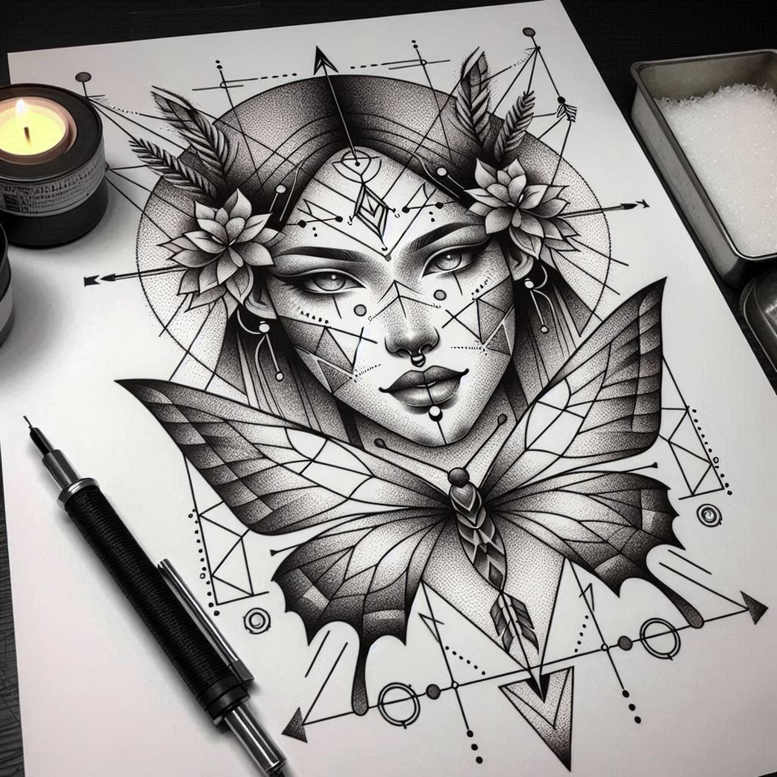 faces tattoo design ideas clean fill facial expression embodying perseverance