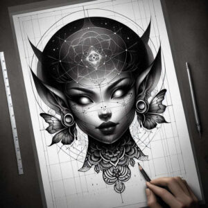 faces tattoo design ideas bold highlights fine lines for lower arm