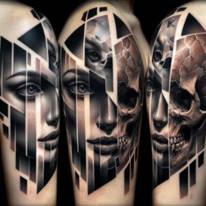 faces tattoo design ideas Surrealism hyperreal mysterious symbolising courage