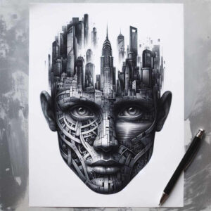 faces tattoo design ideas subtle tone mythical symbolising determination