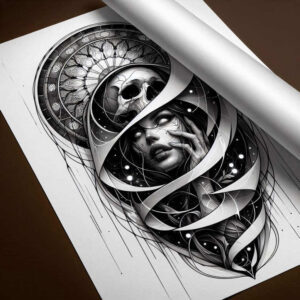 faces tattoo design ideas refined lines mythological symbol of strength