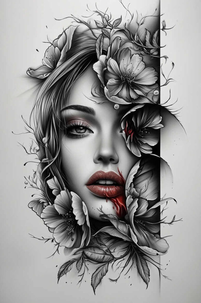 faces tattoo design ideas Realism textured skin portrait for shoulder blade