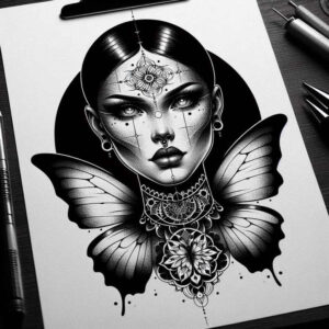 faces tattoo design ideas crisp lines portrait for upper back