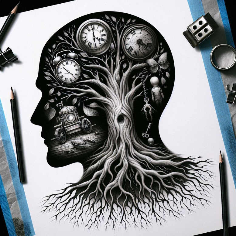 faces tattoo design ideas Surrealism hallucinatory profile for back shoulder
