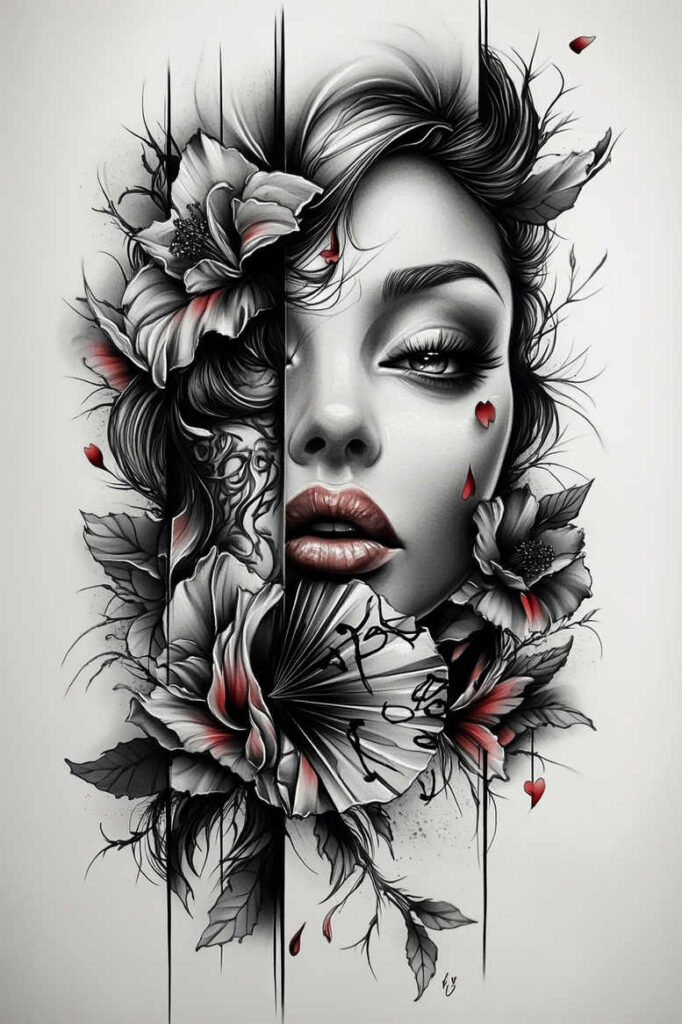 faces tattoo design ideas soft-focus realistic embodying courage