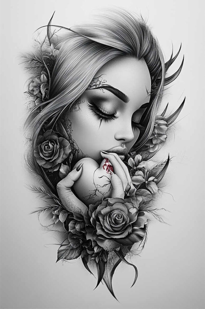 faces tattoo design ideas Neotraditional balanced tones sharp symbolising endurance