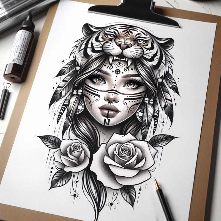 faces tattoo design ideas smooth complexion soft shading embodying determination