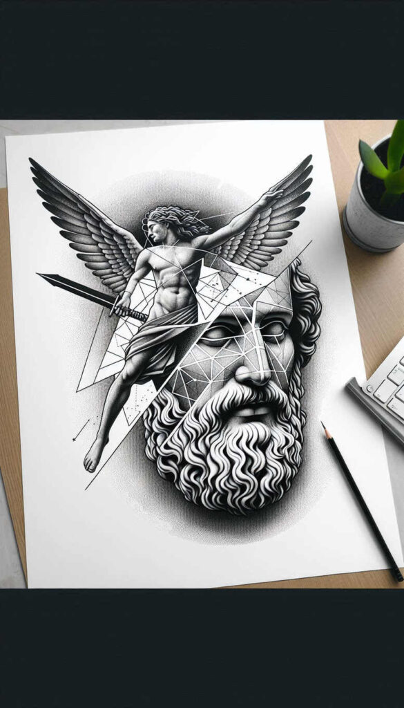 faces tattoo design ideas ultra-detailed strong features for back shoulder