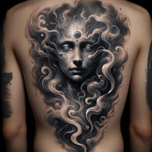 faces tattoo design ideas Surrealism psychological depth subtle shadows shows strength
