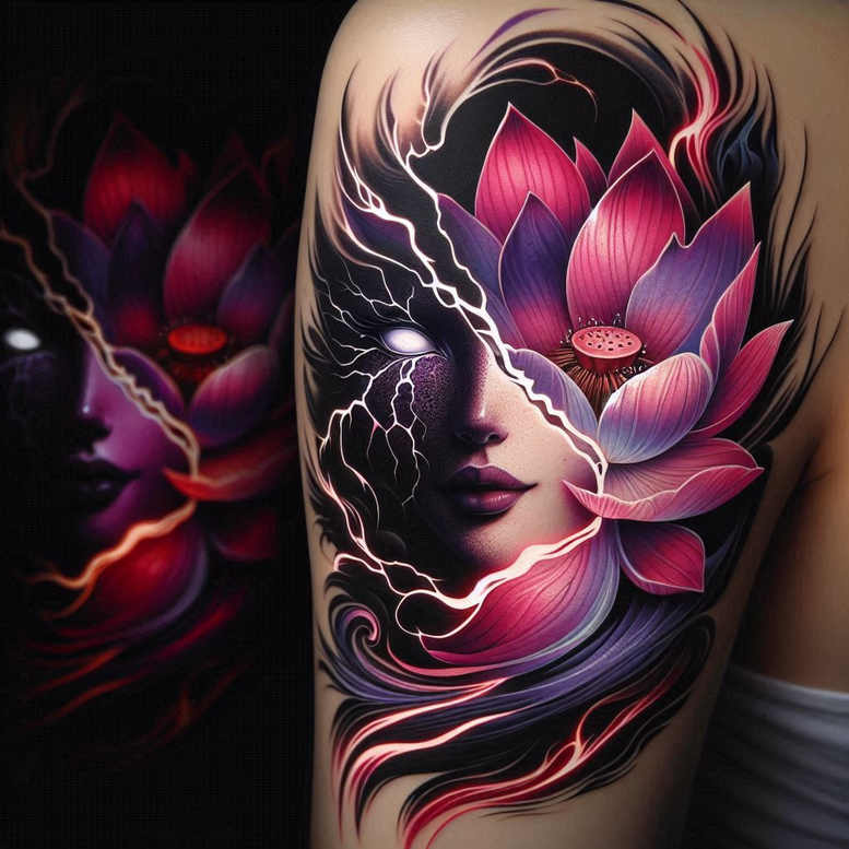 faces tattoo design ideas line-art symbolic courage and power