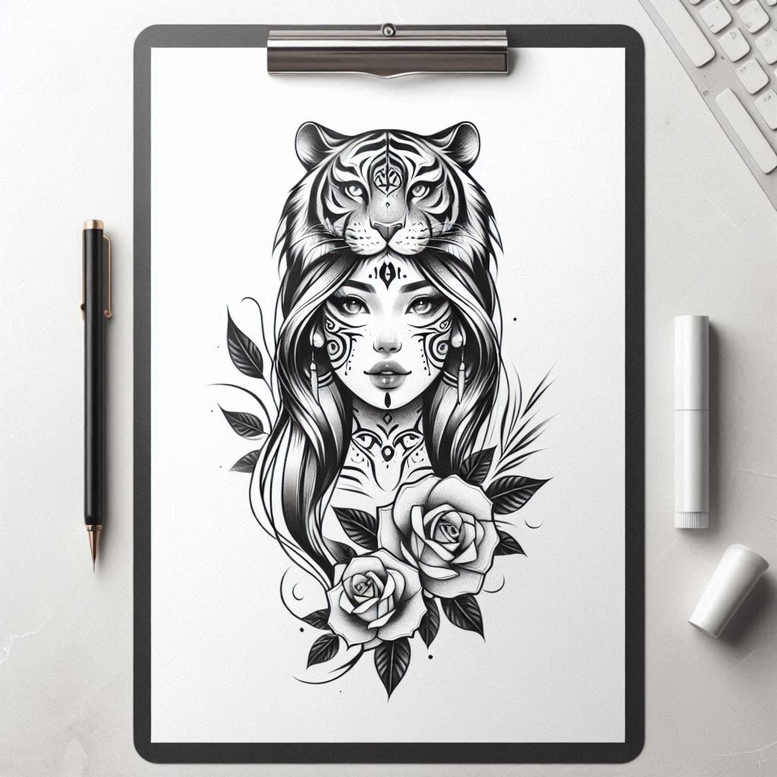 faces tattoo design ideas true-to-life symmetrical stands for strength