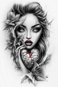 tattoo-face – tattoo design ideas free ai generated – neotraditional-balanced-color – for-heel – Gallery: faces-inkby-ai