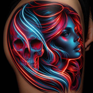 tattoo-face – tattoo design ideas free ai generated – surrealism-enigmatic-light – for-side – Gallery: faces-inkby-ai