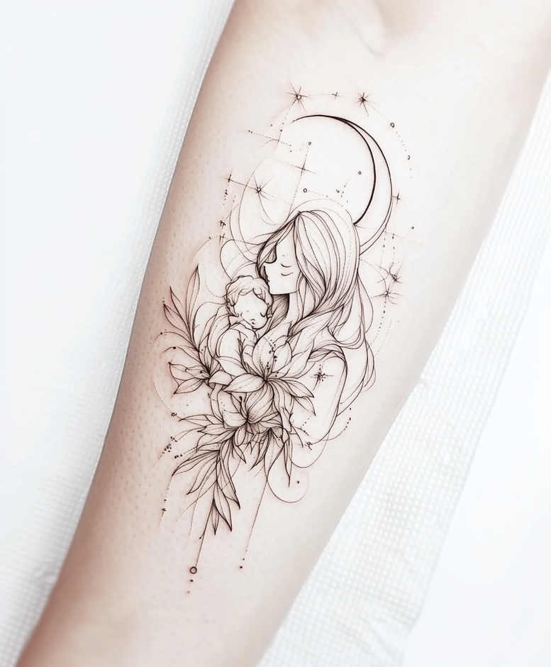 family-protection-tattoo – tattoo design ideas free ai generated – monochrome – for-side – Gallery: family-inkby-ai