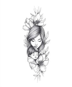 portrait-tattoo – tattoo design ideas free ai generated – gentle-angle – for-outer-arm – Gallery: family-inkby-ai