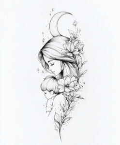 portrait-tattoo – tattoo design ideas free ai generated – plain-tattoo – for-lower-back – Gallery: family-inkby-ai