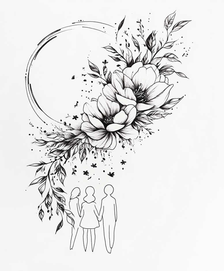 family tattoo design ideas gentle angle connection represents strength
