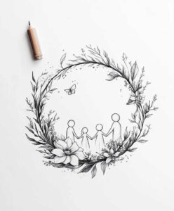 family tattoo design ideas clean lines intertwined symbols embodying determination