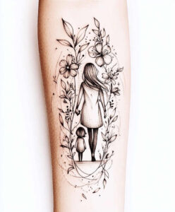 family tattoo design ideas thin line solidarity for upper thigh