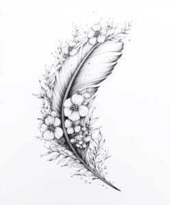 ethereal-feather – tattoo design ideas free ai generated – bare – for-upper-arm – Gallery: feathers-inkby-ai