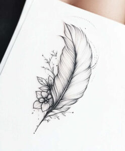 feather-drawing – tattoo design ideas free ai generated – nonintrusive – for-side – Gallery: feathers-inkby-ai