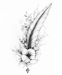 feather-illustration – tattoo design ideas free ai generated – subtle-motif – for-toe – Gallery: feathers-inkby-ai