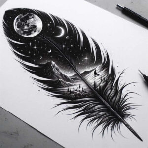 feather – tattoo design ideas free ai generated – basic – for-scapula – Gallery: feathers-inkby-ai