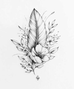 feather-natural-tattoo – tattoo design ideas free ai generated – pure-shape – for-shin – Gallery: feathers-inkby-ai