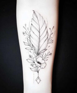 feather-silhouette – tattoo design ideas free ai generated – single-dot – for-wrist-side – Gallery: feathers-inkby-ai