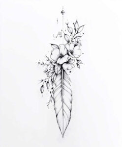 feather-symbol-of-freedom – tattoo design ideas free ai generated – thin-script – for-upper-thigh – Gallery: feathers-inkby-ai