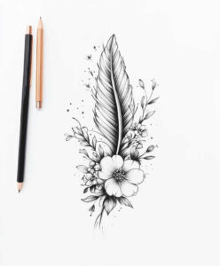feather-with-texture – tattoo design ideas free ai generated – little-tattoo – for-biceps – Gallery: feathers-inkby-ai