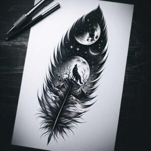 minimalist-feather – tattoo design ideas free ai generated – punctual – for-palm – Gallery: feathers-inkby-ai