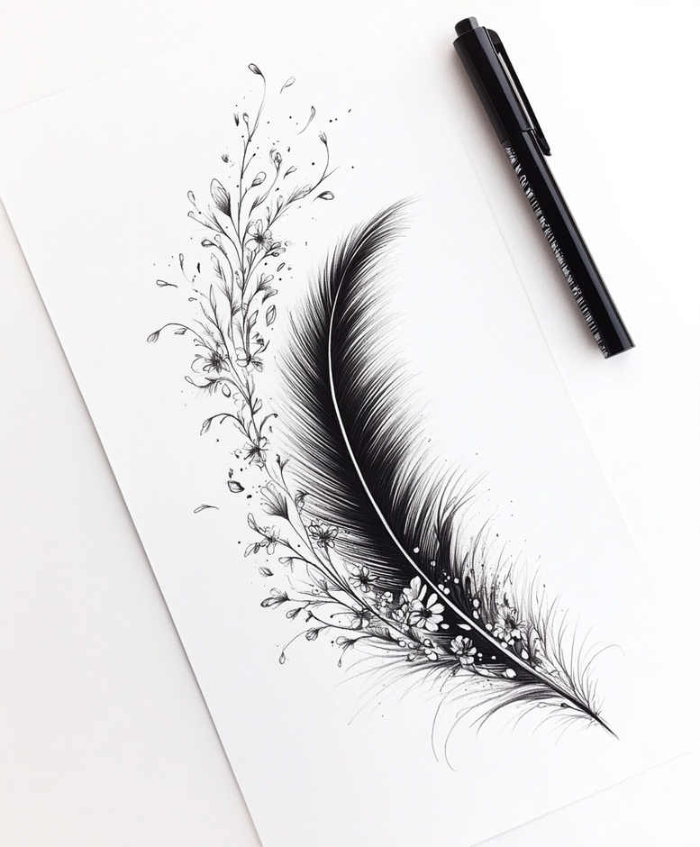feathers tattoo design ideas whisper line artistic for shin