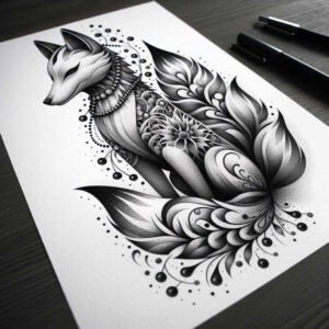 fox-in-flight-neotraditional-bold-texture-for-foot – tattoo design ideas free ai generated – Gallery: foxes-inkby-ai