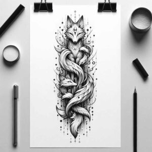 fox-and-forest-neotraditional-rich-blacks-for-full-back – tattoo design ideas free ai generated – Gallery: foxes-inkby-ai